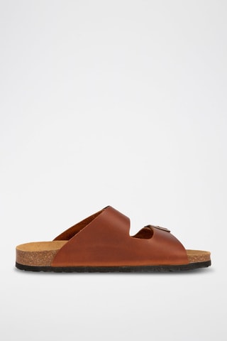 Mules en cuir Camel