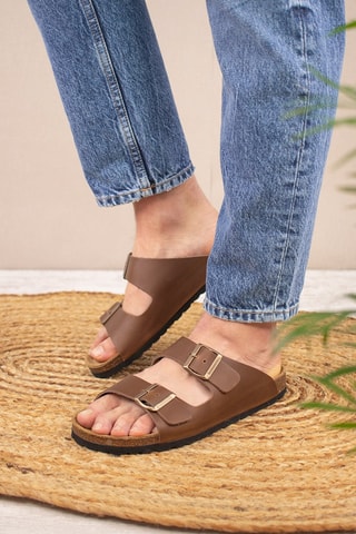 Mules en cuir Marron