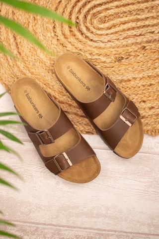 Mules en cuir Marron