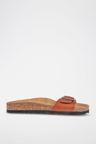 Mules en cuir Camel