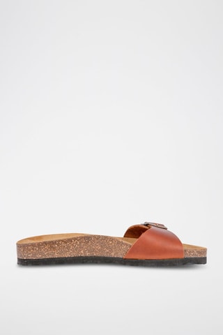 Mules en cuir Camel