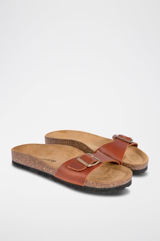 Mules en cuir Camel