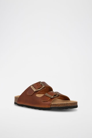 Mules en cuir Ibiza Camel