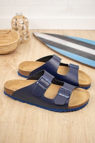 Mules en cuir Bleu marine