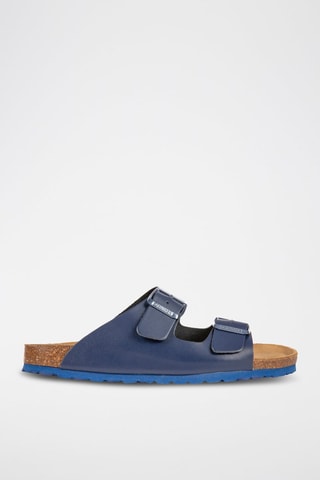 Mules en cuir Bleu marine