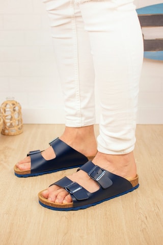 Mules en cuir Bleu marine
