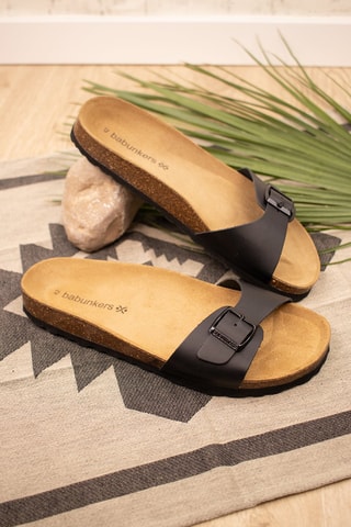 Mules en cuir Noir