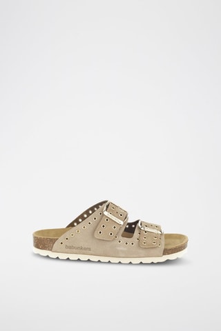 Mules en cuir 
Beige
