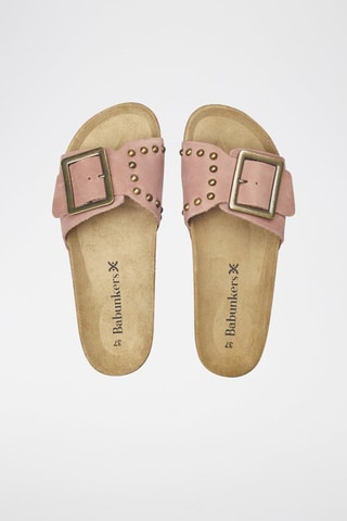Mules en cuir 
Rose