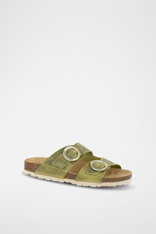 Mules en cuir 
Vert