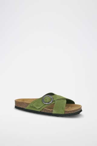 Mules en cuir 
Vert