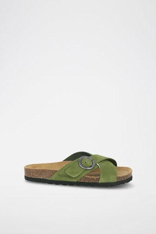 Mules en cuir 
Vert