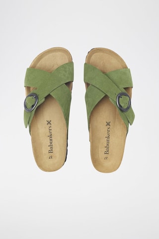 Mules en cuir 
Vert