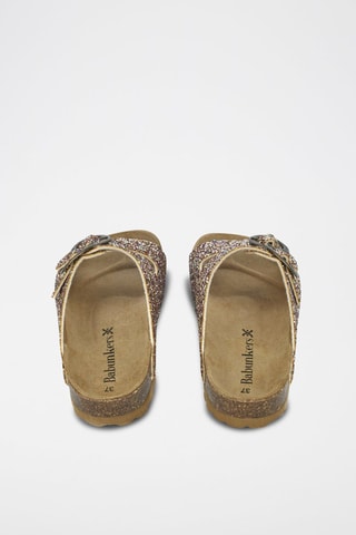 Mules en cuir 
Doré