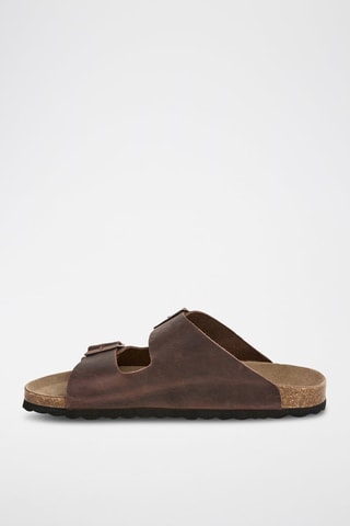 Mules en cuir - Marron foncé