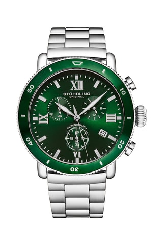 Montre à quartz en acier Dual Mode - Chronographe - Argenté et vert