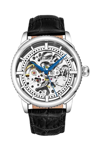 Montre automatique en cuir Legacy - Noir et argenté