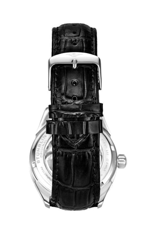 Montre automatique en cuir Legacy - Fonction GMT et indicateurs des phases de la lune - Noir et argenté