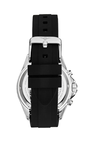 Montre à quartz en caoutchouc - Chronographe et tachymètre - Noir et argenté