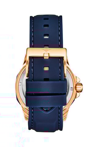 Montre automatique en silicone 4018 - Bleu marine et doré rose