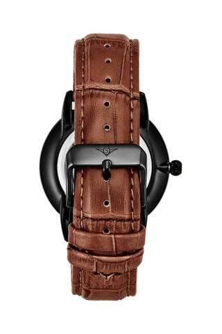 Montre à quartz en cuir Symphony - Marron et noir