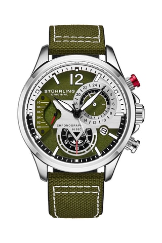 Montre à quartz en cuir et tissu Cordura - Chronographe - Vert