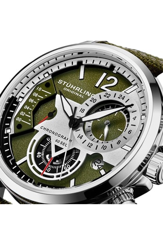 Montre à quartz en cuir et tissu Cordura - Chronographe - Vert