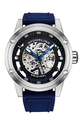 Montre automatique en caoutchouc - Argenté et bleu