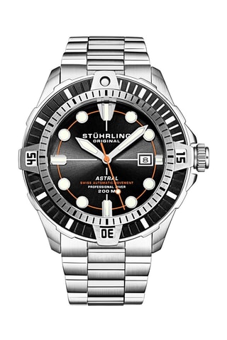 Montre de plongée automatique en acier - Argenté et noir