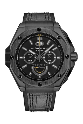 Montre automatique en cuir Gris foncé