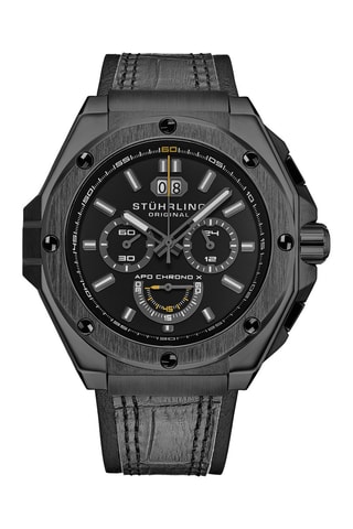 Montre automatique en cuir Gris foncé