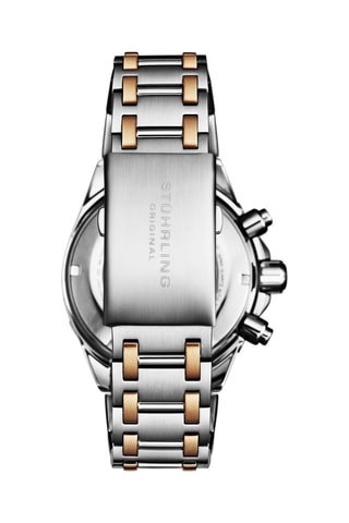 Montre à quartz en acier - Tachymètre et chronographe - Argenté et doré rose