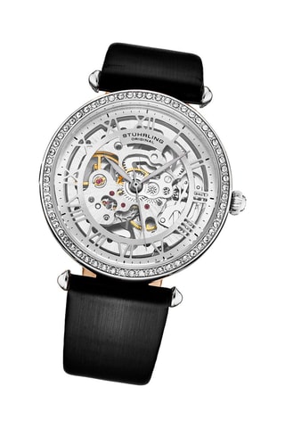 Montre automatique en cuir Noir et argenté
