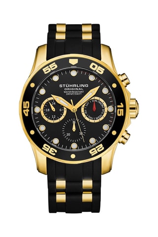 Montre à quartz en caoutchouc - Tachymètre - Noir et doré