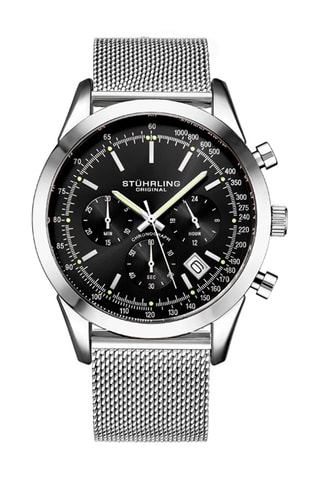 Montre à quartz en alliage Monaco - Tachymètre et chronographe - Argenté et noir