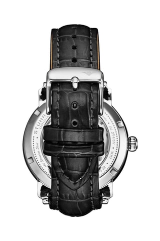 Montre automatique en cuir Argenté et noir