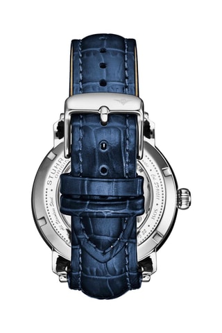 Montre automatique en cuir Argenté et bleu