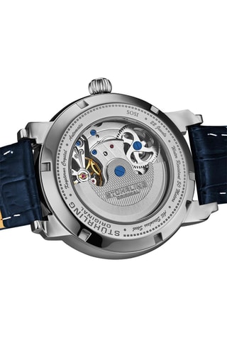 Montre automatique en cuir Argenté et bleu