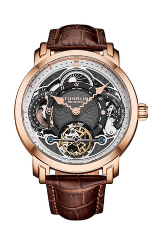 Montre automatique en cuir Doré et marron