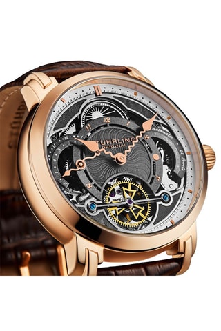 Montre automatique en cuir Doré et marron