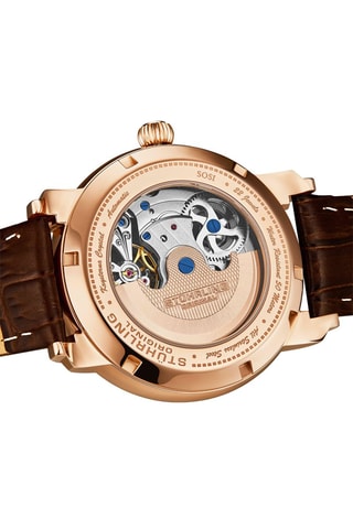 Montre automatique en cuir Doré et marron