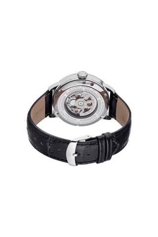 Montre automatique en cuir Legacy - Noir et argenté
