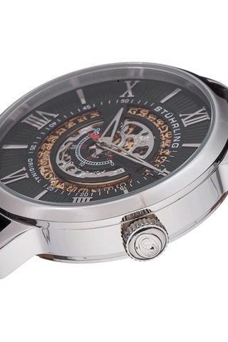 Montre automatique en cuir Legacy - Noir et argenté