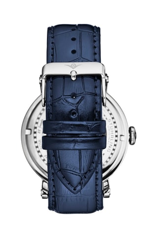 Montre automatique en cuir - GMT - Bleu et argenté