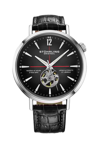 Montre automatique en cuir - Noir et argenté
