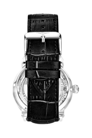Montre automatique en cuir Legacy - Fonction GMT - Noir et argenté