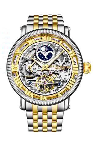 Montre automatique en acier Legacy Stührling - Fonction GMT - Doré et argenté