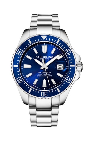 Montre à quartz en acier Aquadiver - Argenté et bleu foncé