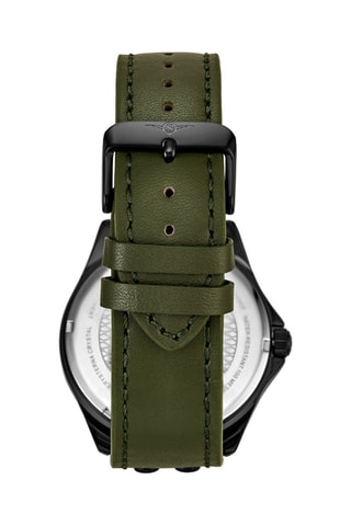 Montre à quartz en cuir Aviator Kaki et noir