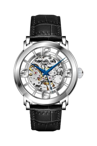 Montre automatique en cuir Legacy - Noir et argenté